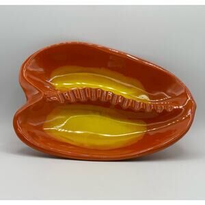 Vintage Ashtray California Pottery Orange and Yellow USA Mold 404
